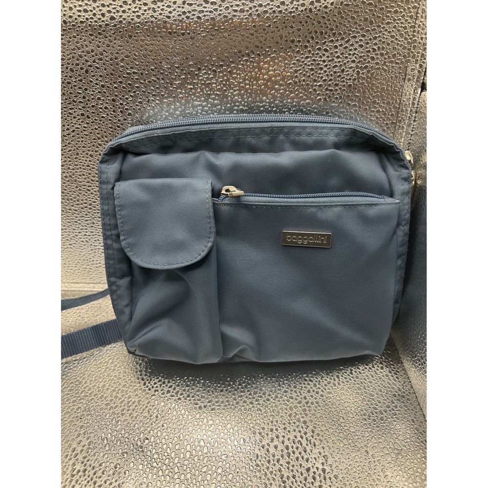 Baggallini Womens Navy Blue Nylon Crossbody Travel Bag Organizer Multi-Pocket